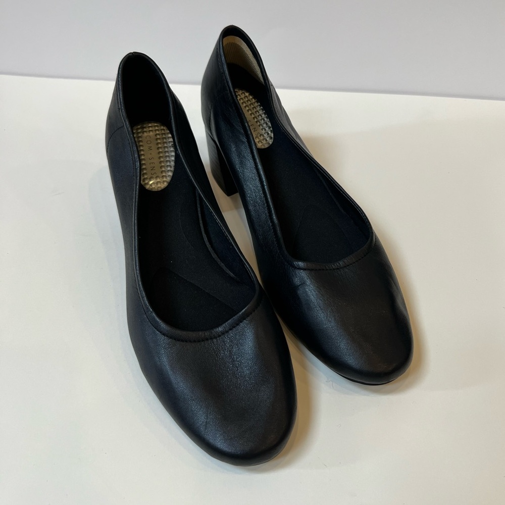 Com and Sens Ballerina Toe with Block Heel Black Shoes Size 9.5 - Picture 2 of 10